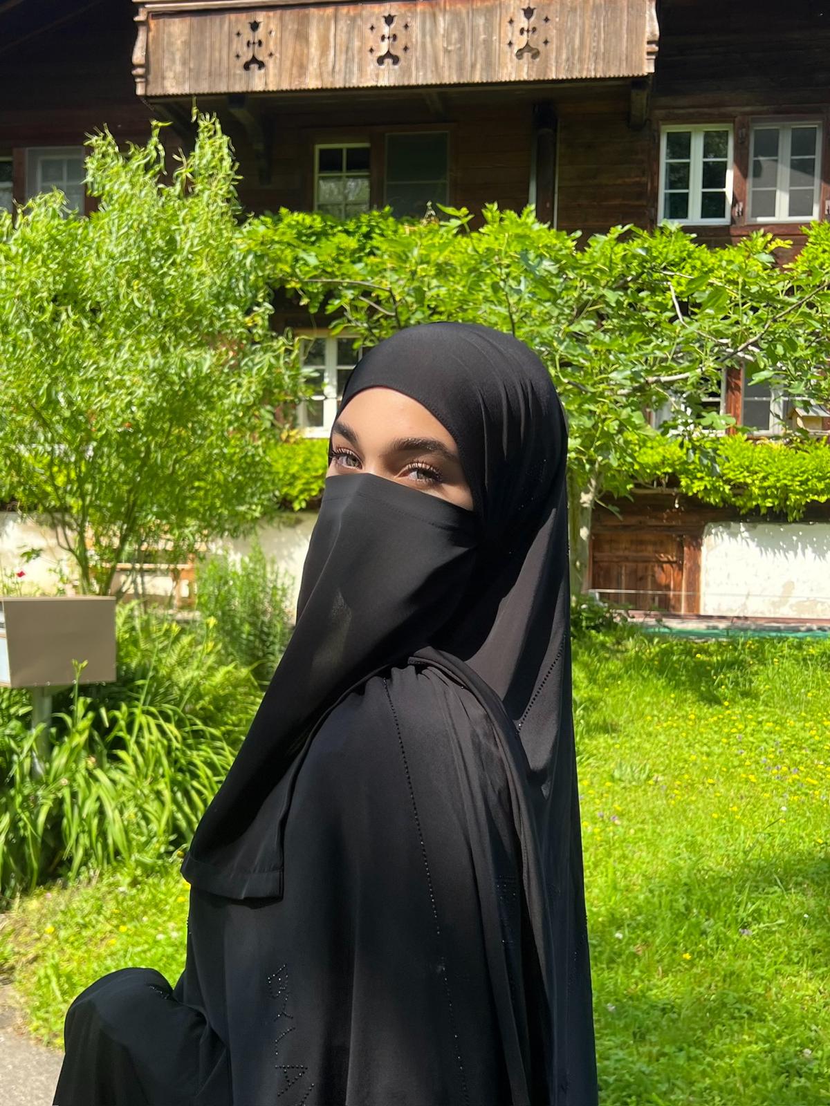 Hijab en jersey premium à strass Black & Prestige