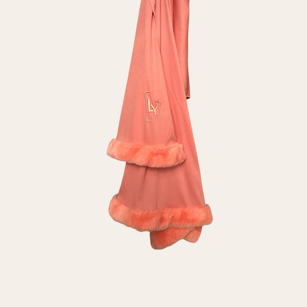 Hijab de luxe avec fourrure orange mango