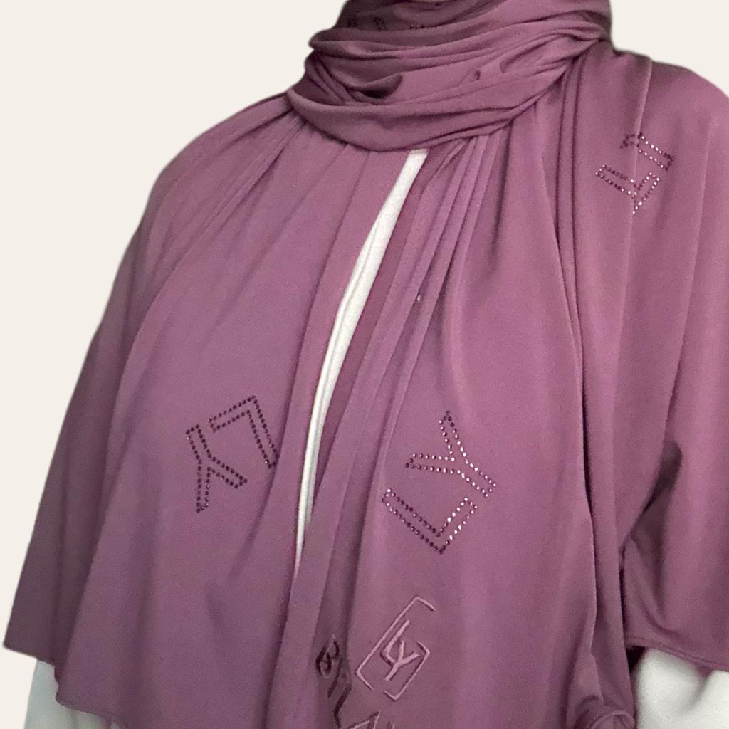 Hijab violet jersey premium strass