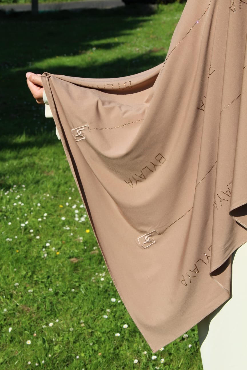 Hijab en Jersey Premium à strass Beige & Prestige