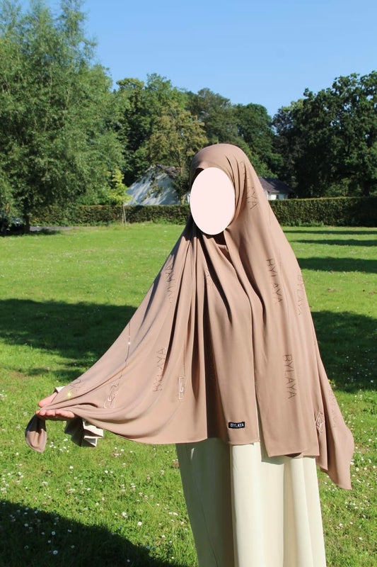 Premium Jersey Hijab with Beige &amp; Prestige rhinestones
